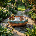 Handcrafted Moroccan Copper Bird Bath – Traditional Hammered Garden Bird Bath