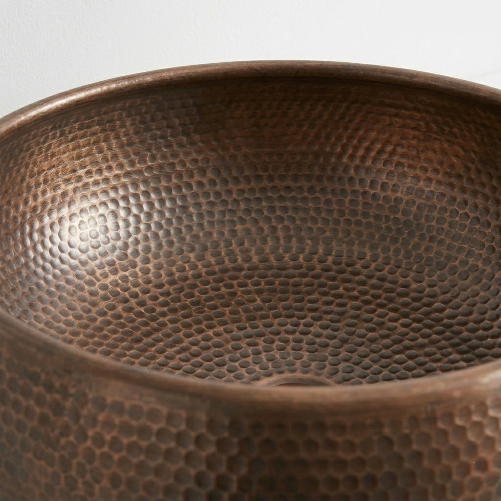 Handcrafted Hammered Copper Vessel Sink – Authentic Moroccan Antique Washbasin