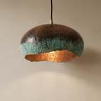 Hammered Copper Verdigris Pendant Light - Artisan Moroccan Lamp