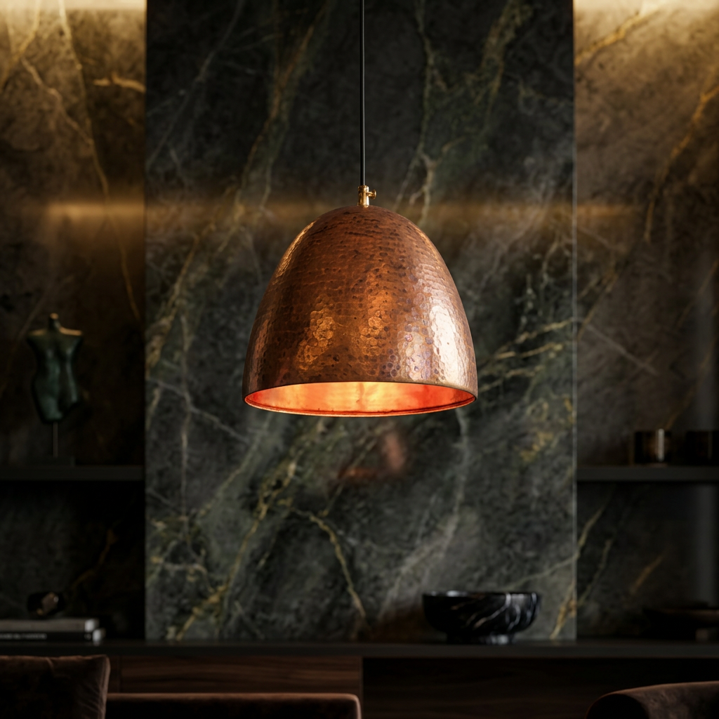 Copper Pendant Light  Handmade - Artisan Hammered Ceiling Lamp