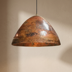 Hammered Copper Dome Pendant Light - Handcrafted Moroccan Lamp