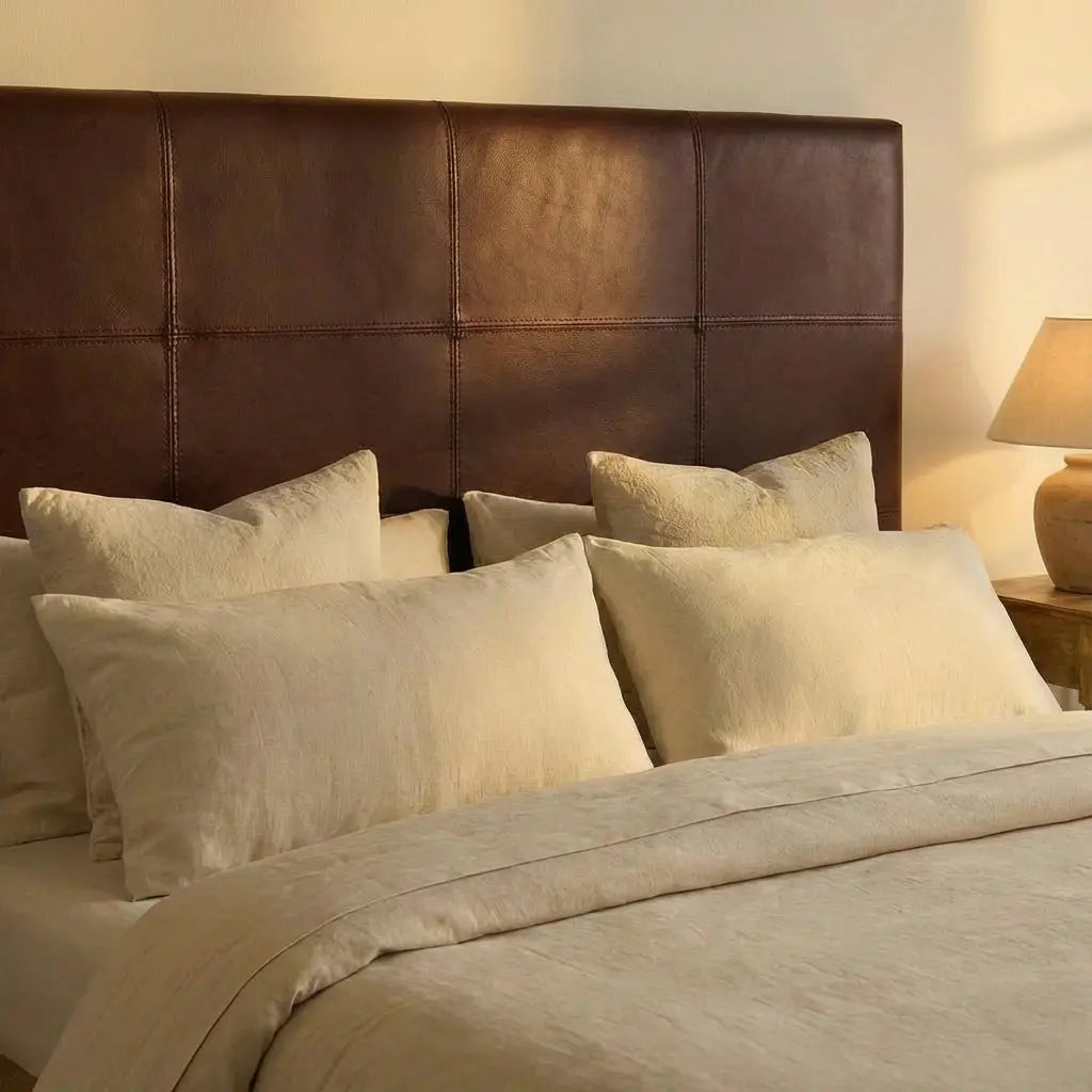 Wall-Mounted Moroccan Leather Headboard Dark brown