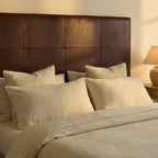 Wall-Mounted Moroccan Leather Headboard Dark brown