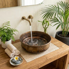 Handcrafted Smoked Antique Brass Vessel Sink – Authentic Moroccan Aged Washbasin