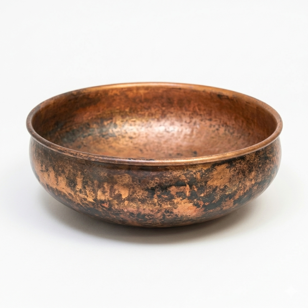 Handcrafted Antique Copper Vessel Sink – Authentic Moroccan Weathered Washbasin