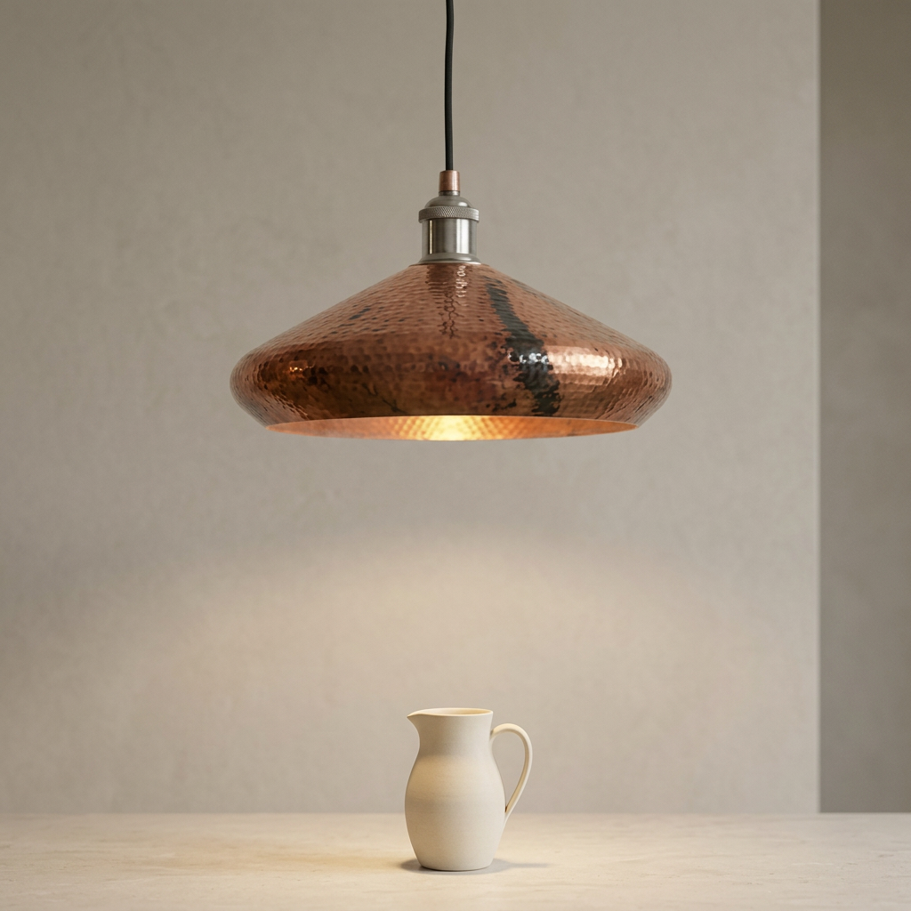 Hand Beaten Copper Pendant Light - Artisan Hammered Moroccan Lamp