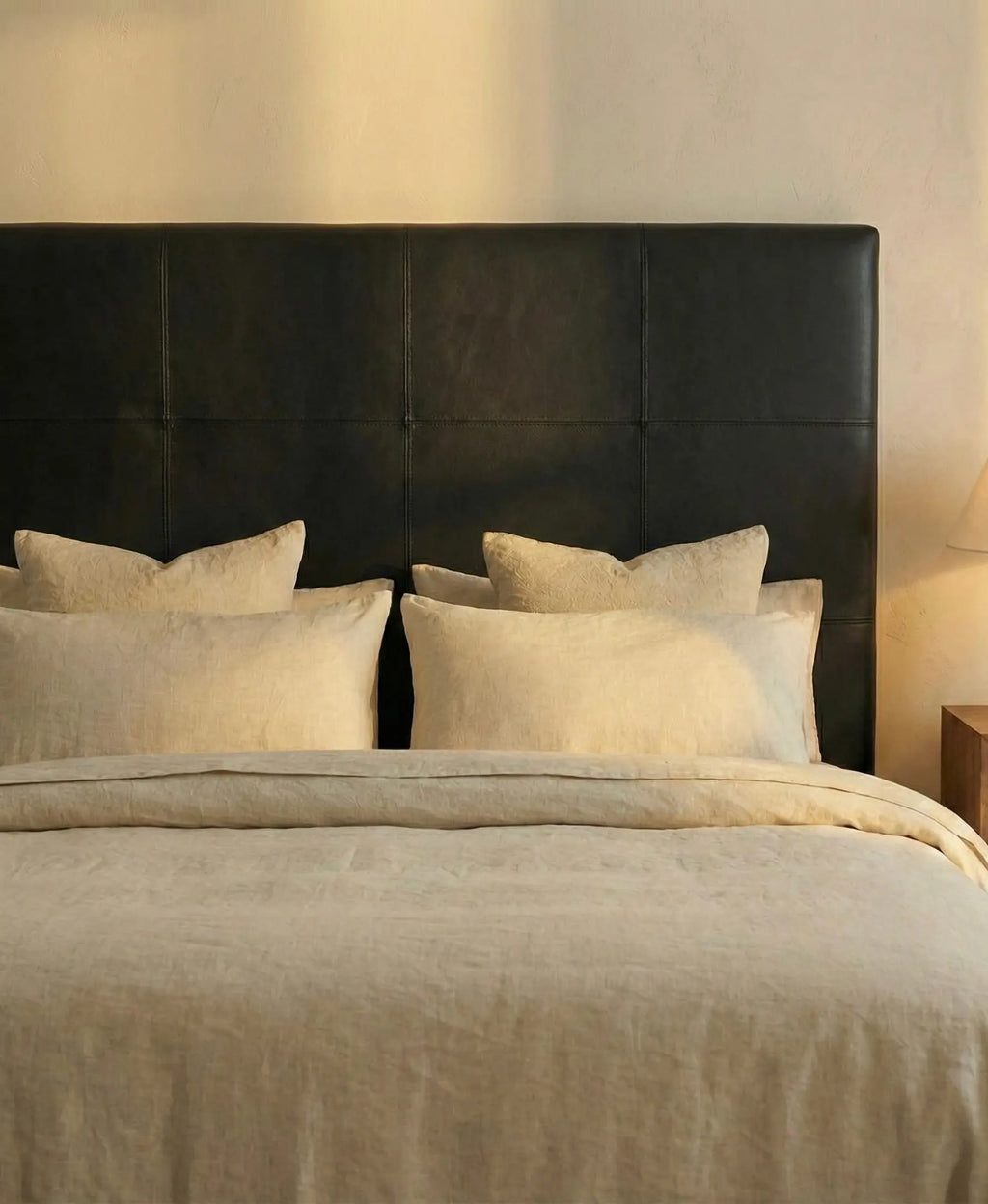 Wall-Mounted Moroccan Leather Headboard Black