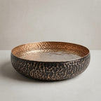Handcrafted Antique Hammered Copper Bird Bath – Authentic Moroccan Garden Basin
