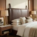 Wall-Mounted Moroccan Leather Headboard Dark Brown Handcrafted