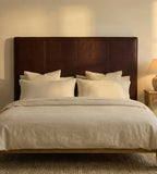 Wall-Mounted Moroccan Leather Headboard Dark brown