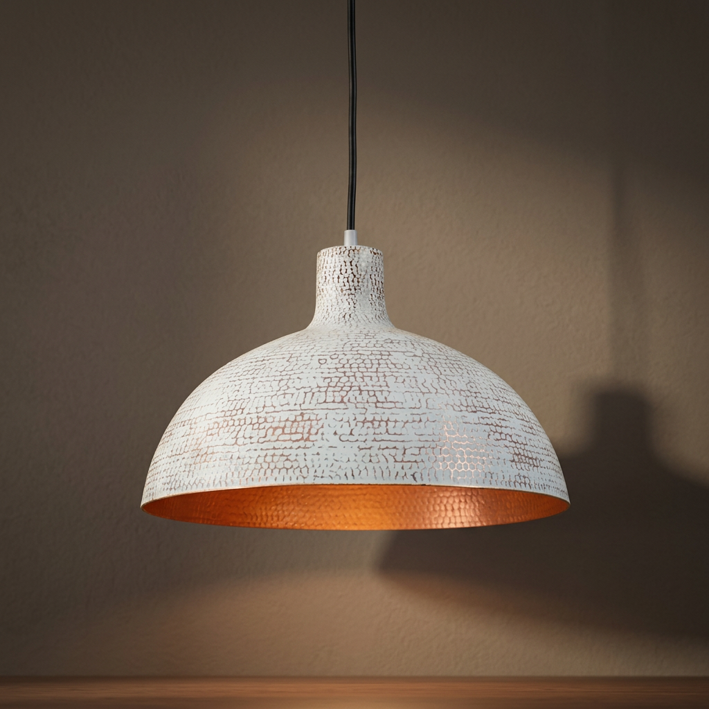 Handmade Crackled White Dome Pendant Light - Artisan Moroccan Lamp