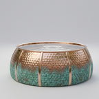 Authentic Handcrafted Moroccan Two-Tone Copper Bird Bath – Hammered Garden Basin