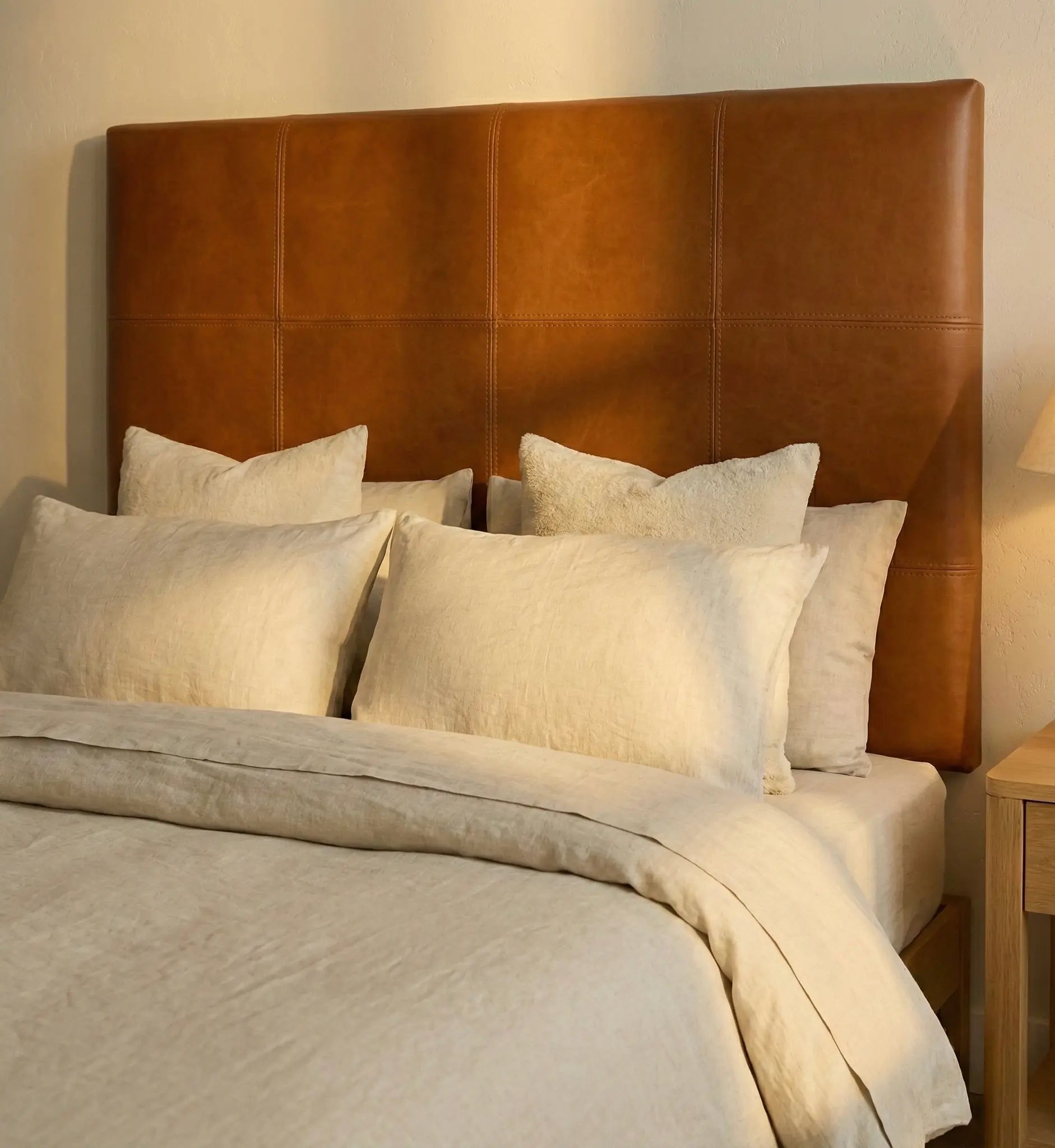 Wall-Mounted Moroccan Leather Headboard Black