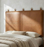 Moroccan Leather Headboard - Authentic Handcrafted Brown Panel