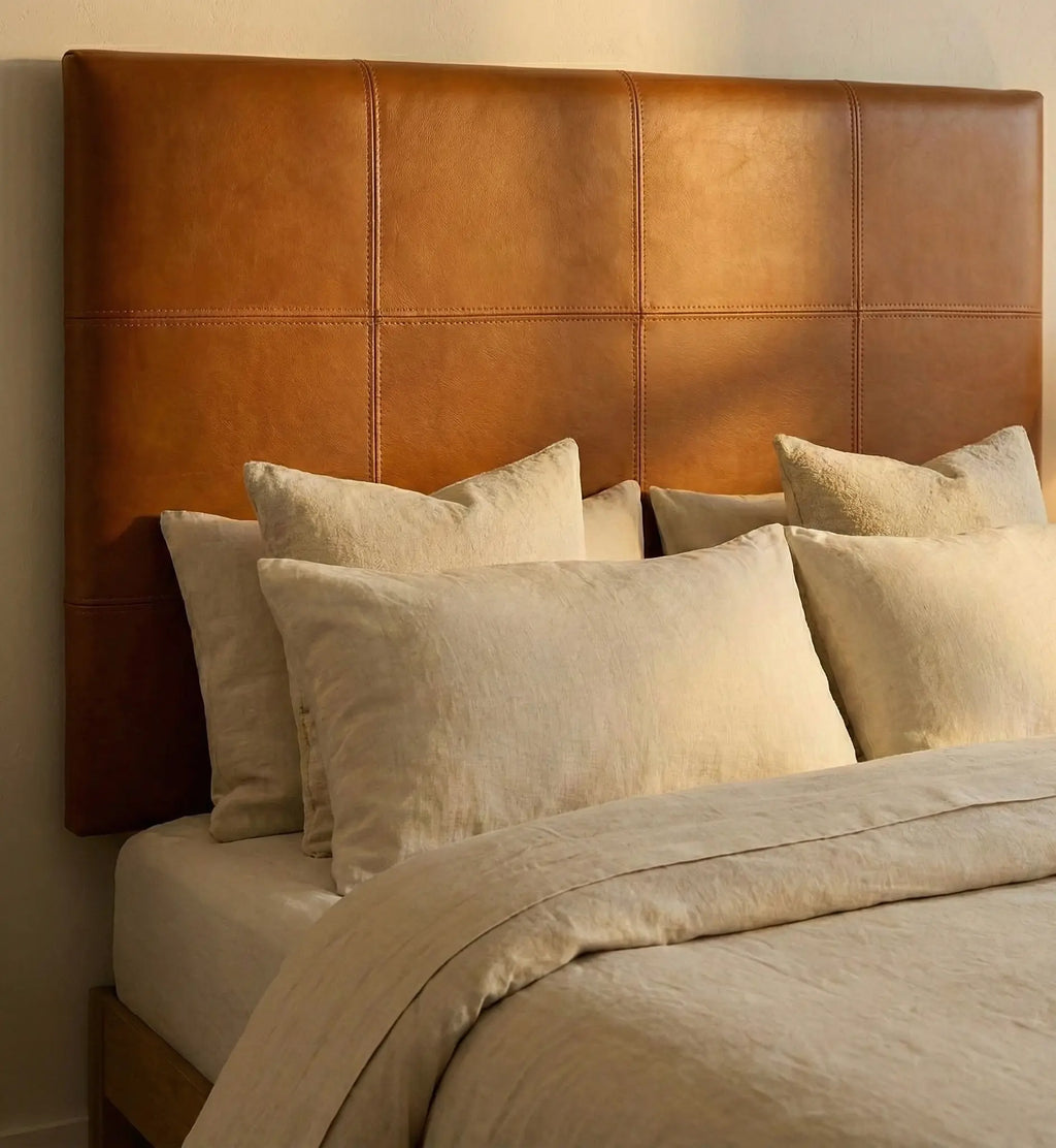 Wall-Mounted Moroccan Leather Headboard Black