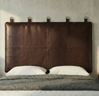 Moroccan Leather Headboard - Authentic Handcrafted Dark Brown Panel