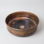 Handcrafted Smoked Antique Brass Vessel Sink – Authentic Moroccan Aged Washbasin