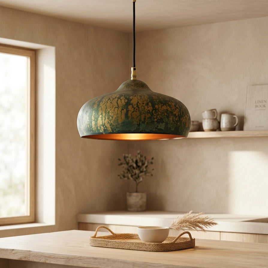 Copper Dome Pendant Light - Handcrafted Moroccan Ceiling Lamp