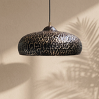 Black and Brass Pendant Light - Handcrafted Conical Ceiling Lamp