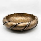 Handcrafted Braided Rim Brass Vessel Sink – Authentic Moroccan Antique Washbasin