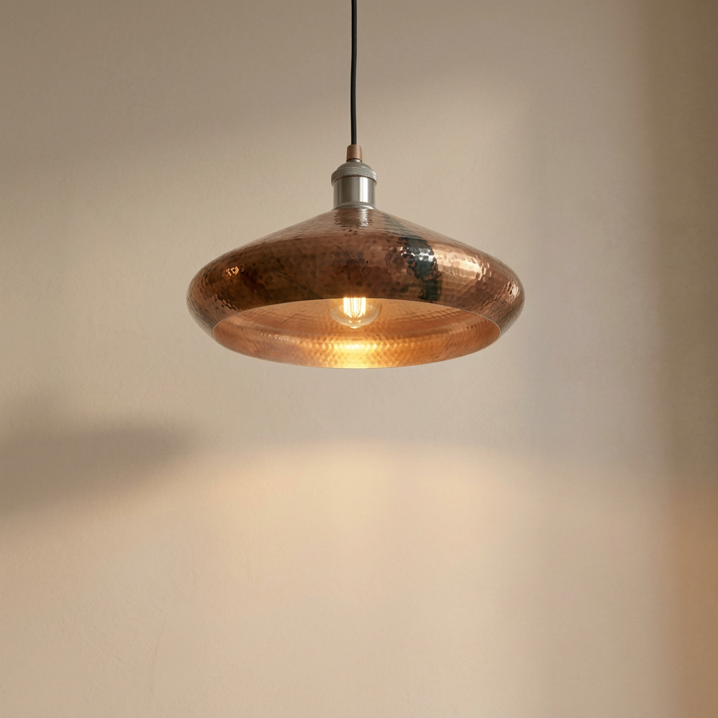 Hand Beaten Copper Pendant Light - Artisan Hammered Moroccan Lamp