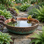 Hammered Copper Bird Bath for Garden – Rustic Outdoor Bird Water Bowl