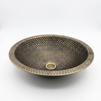 Handcrafted Antique Dotted Brass Vessel Sink – Authentic Moroccan Aged Washbasin