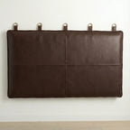 Moroccan Leather Headboard - Authentic Handcrafted Dark Brown Panel