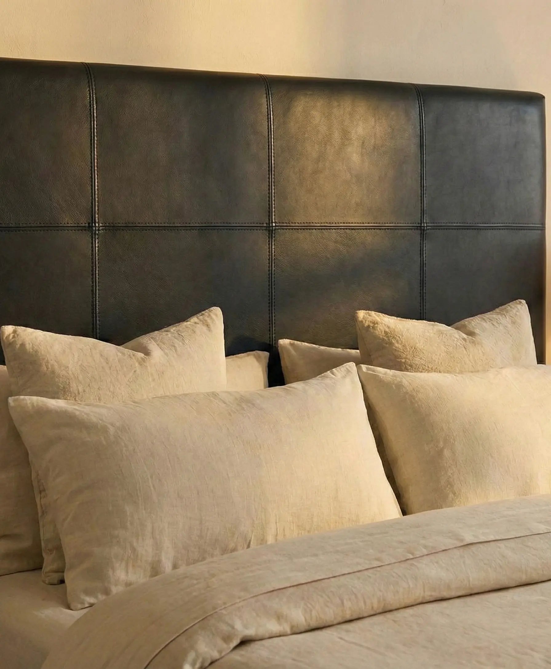 Wall-Mounted Moroccan Leather Headboard Black