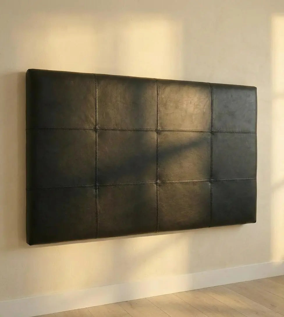 Wall-Mounted Moroccan Leather Headboard Black