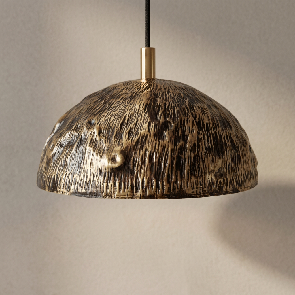 Handmade Patina Brass Dome Pendant Light - Moroccan Artisan Lamp