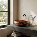 Handcrafted Antique Copper Vessel Sink – Authentic Moroccan Weathered Washbasin