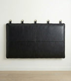 Moroccan Leather Headboard - Authentic Handcrafted Black Panel