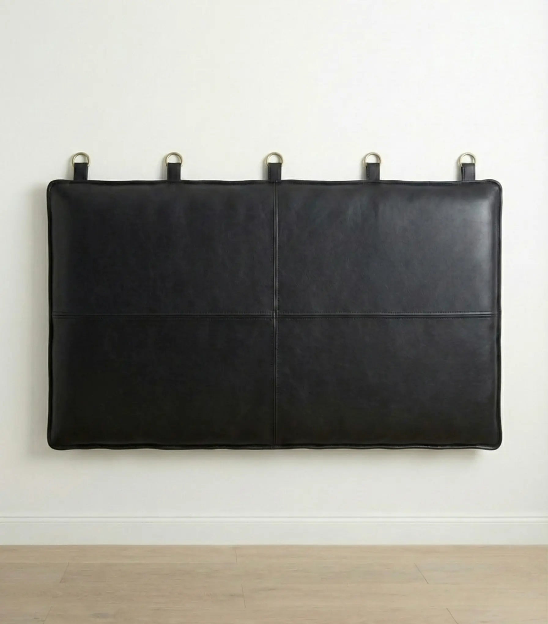 Moroccan Leather Headboard - Authentic Handcrafted Black Panel