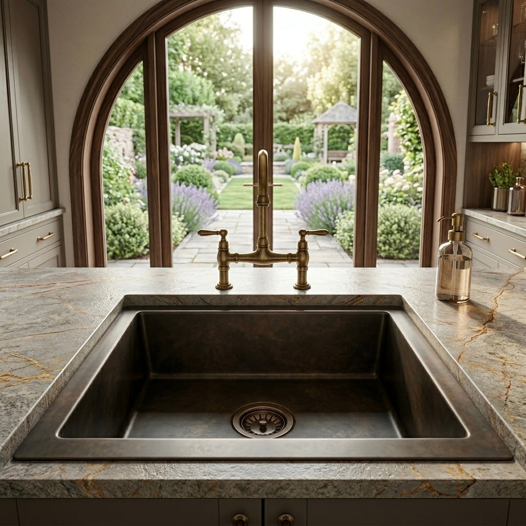 Moroccan Copper Kitchen Sink – Rustic Single Bowl Farmhouse Sink