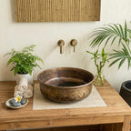 Handcrafted Smoked Antique Brass Vessel Sink – Authentic Moroccan Aged Washbasin