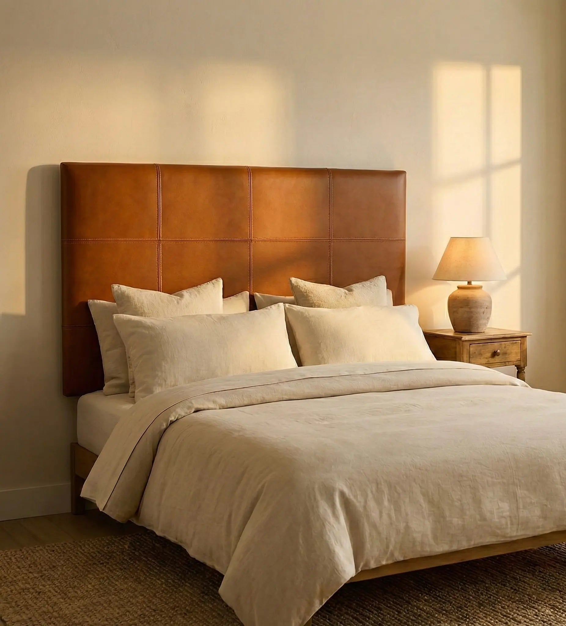 Wall-Mounted Moroccan Leather Headboard Black