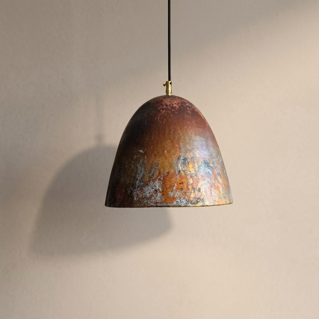 Handmade Oxidized Copper Dome Pendant Light - Moroccan Bell Fixture