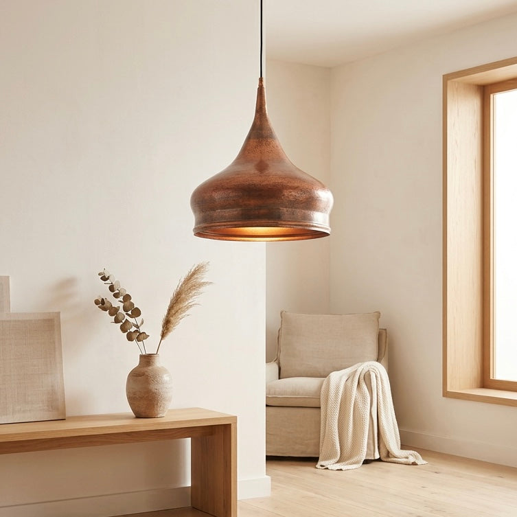 Copper Onion Dome Pendant Light - Handmade Moroccan Lamp