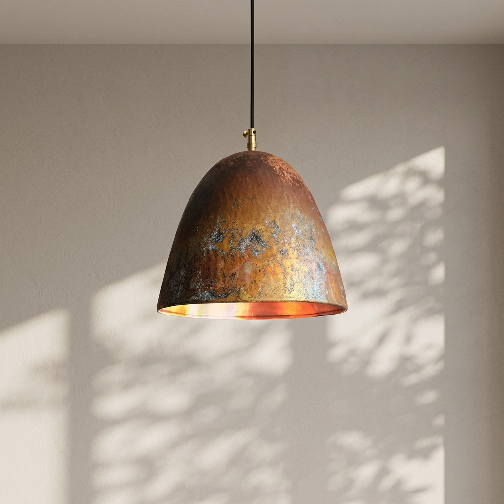 Handmade Oxidized Copper Dome Pendant Light - Moroccan Bell Fixture