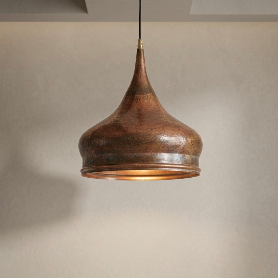 Copper Onion Dome Pendant Light - Handmade Moroccan Lamp