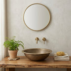 Handcrafted Antique Dotted Brass Vessel Sink – Authentic Moroccan Aged Washbasin