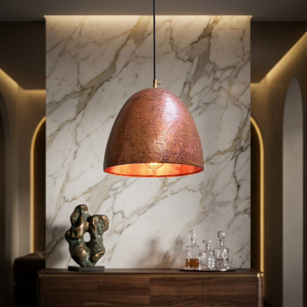Copper Pendant Light  Handmade - Artisan Hammered Ceiling Lamp