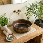 Handcrafted Smoked Antique Brass Vessel Sink – Authentic Moroccan Aged Washbasin