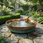 Hammered Copper Bird Bath for Garden – Rustic Outdoor Bird Water Bowl