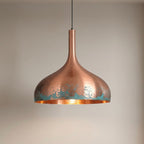 Copper Patina Pendant Light - Handcrafted Moroccan Teardrop Lamp