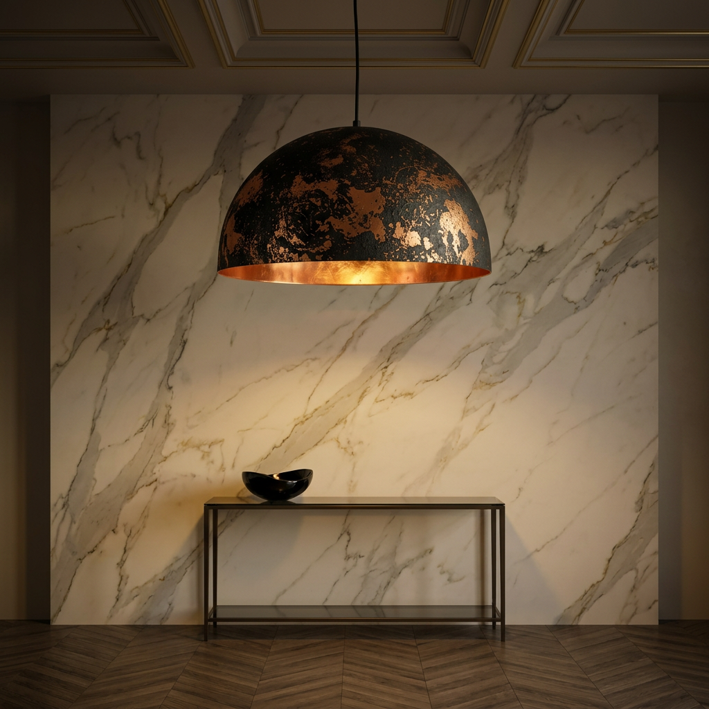 Handcrafted Black Copper Dome Pendant Light - Moroccan Decor