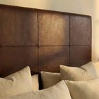 Wall-Mounted Moroccan Leather Headboard Dark brown