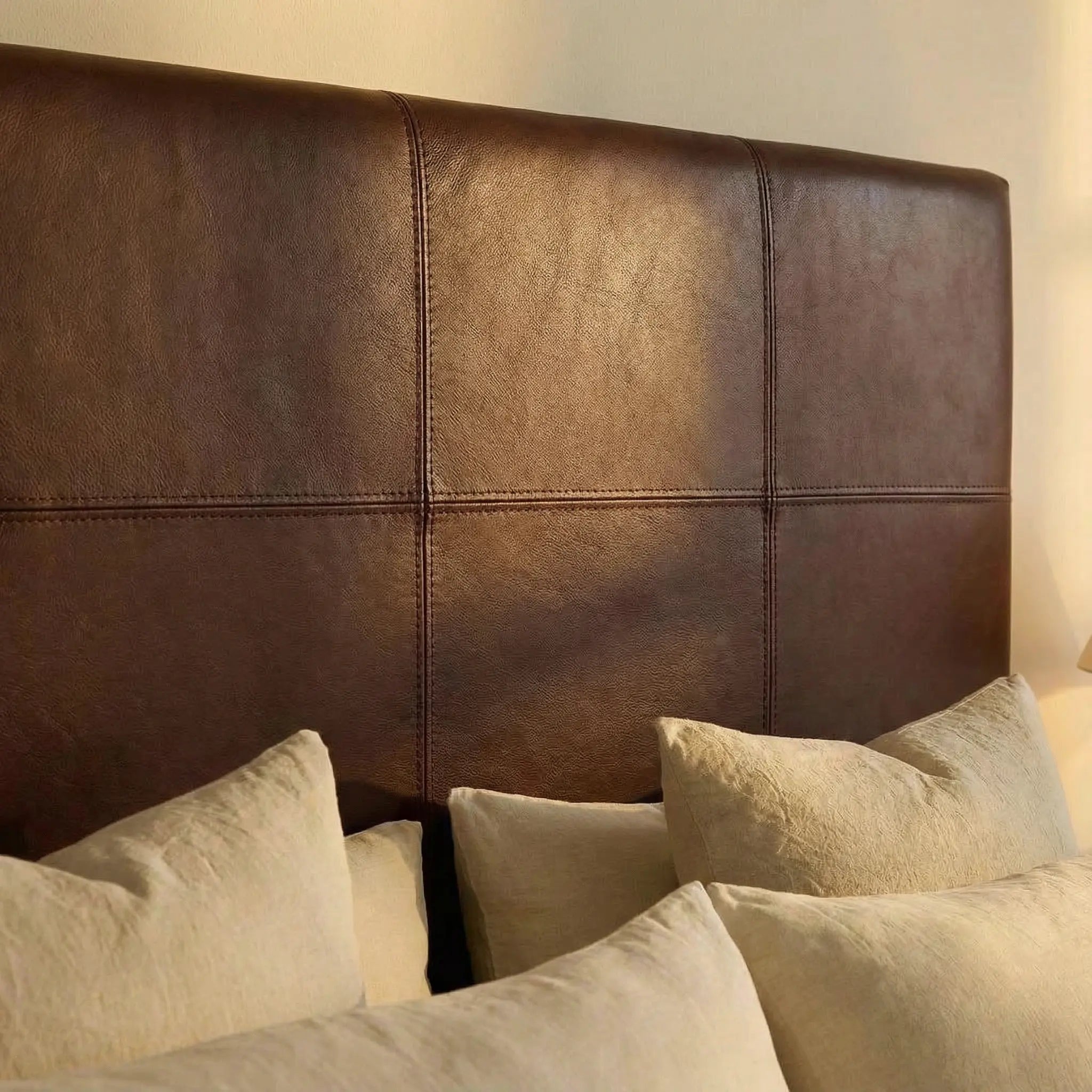 Wall-Mounted Moroccan Leather Headboard Dark brown