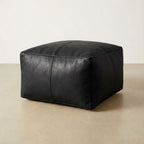 Moroccan Leather Pouf Brown - Authentic Handcrafted Morocco